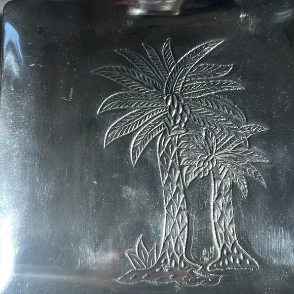 Pewter Palm Tree Tray - Made in India - VGUC - Picture 2 of 4